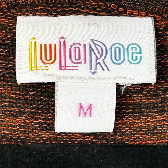 LulaRoe Long Cardigan Womens Medium Brown Black Open Front 3/4 Sleeve Ruffle - Picture 7 of 9